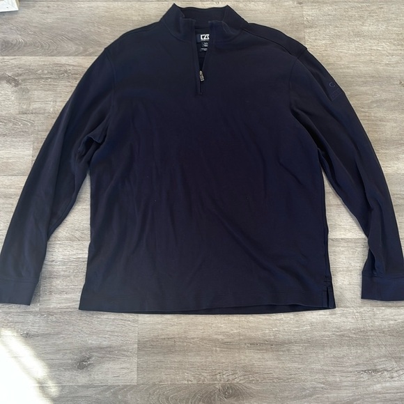 Cutter & Buck Other - Cutter & Buck‎ Navy Quarter Zip Pullover Logo'd Large Pre-owned Pima Cotton